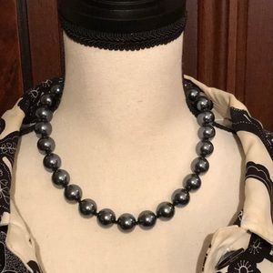 8-Inch Long Beaded Necklace Steel Grey Color